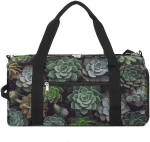 Gym Bags Small Succulent Plants Duffel Bag Overnight Bag with Shoe Compartment Carryon Bag for Men Women
