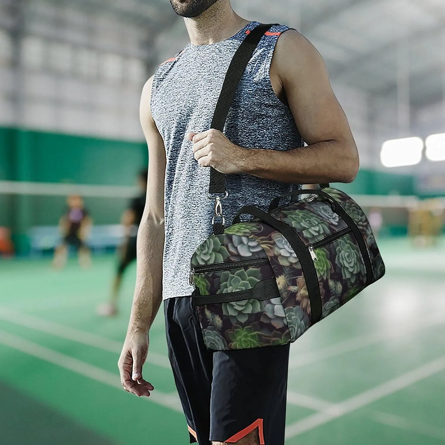 Gym Bags Small Succulent Plants Duffel Bag Overnight Bag with Shoe Compartment Carryon Bag for Men Women