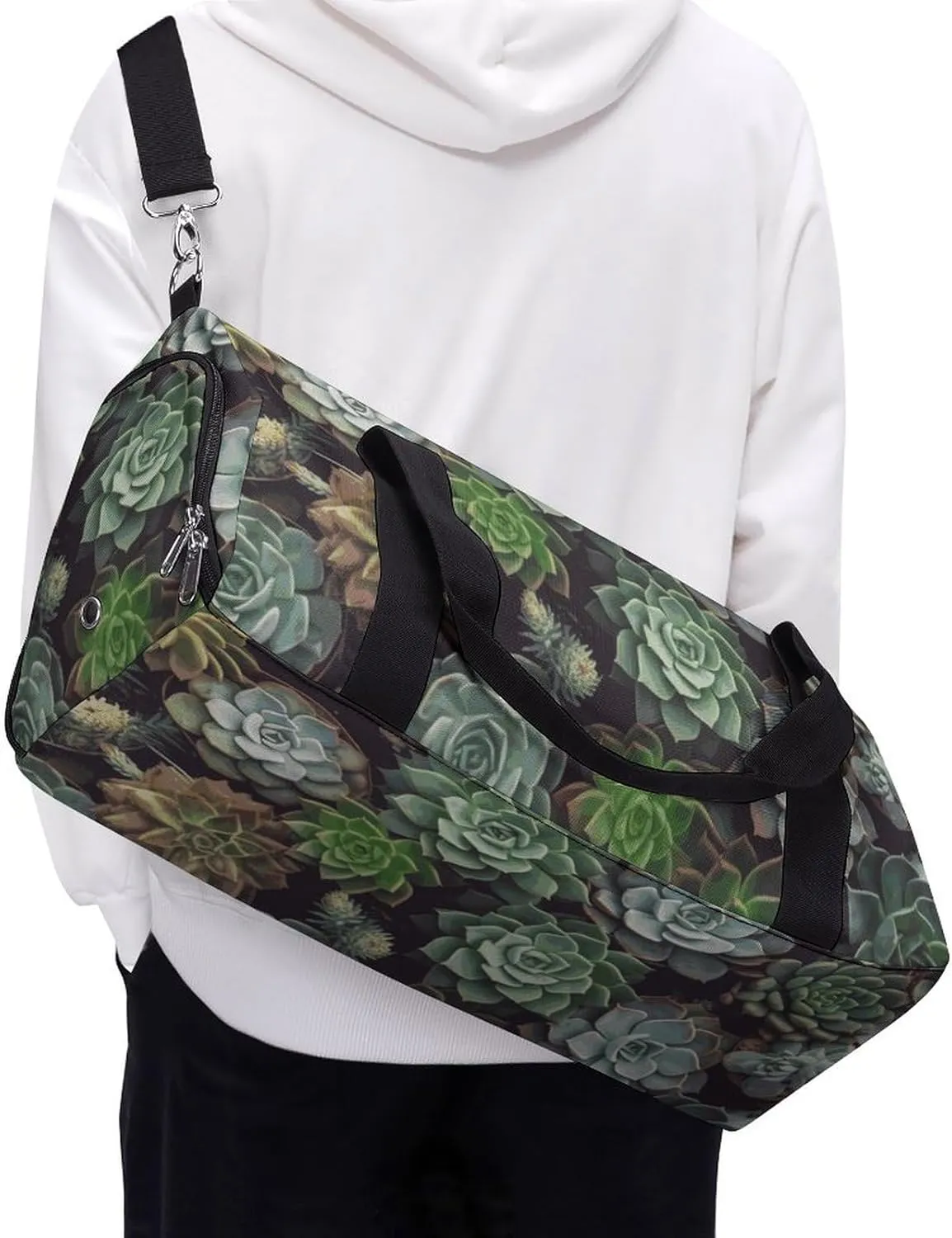 Gym Bags Small Succulent Plants Duffel Bag Overnight Bag with Shoe Compartment Carryon Bag for Men Women