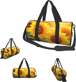Gym Bags Small Sunflower flowers Duffel Bag Overnight Bag with Shoe Compartment Carryon Bag for Men Women