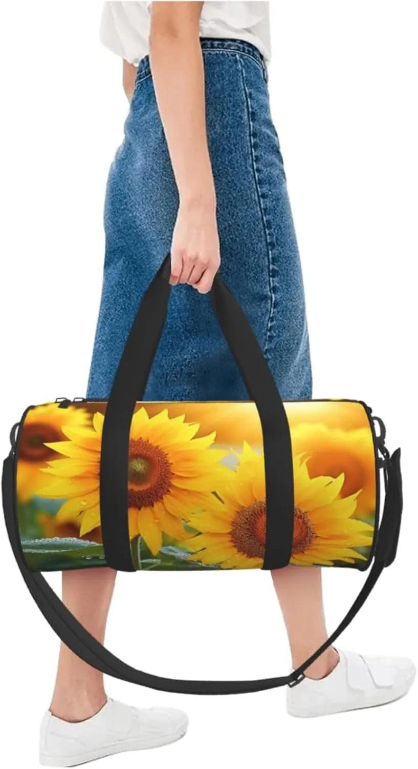 Gym Bags Small Sunflower flowers Duffel Bag Overnight Bag with Shoe Compartment Carryon Bag for Men Women