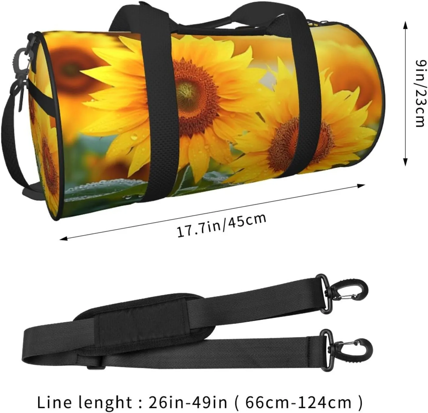 Gym Bags Small Sunflower flowers Duffel Bag Overnight Bag with Shoe Compartment Carryon Bag for Men Women