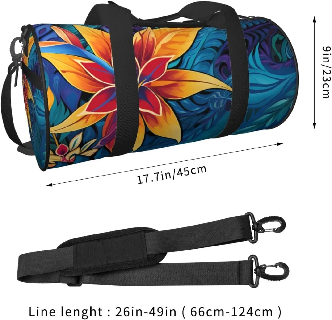 Gym Bags Small Tropical leaves pattern Duffel Bag Overnight Bag with Shoe Compartment Carryon Bag for Men Women