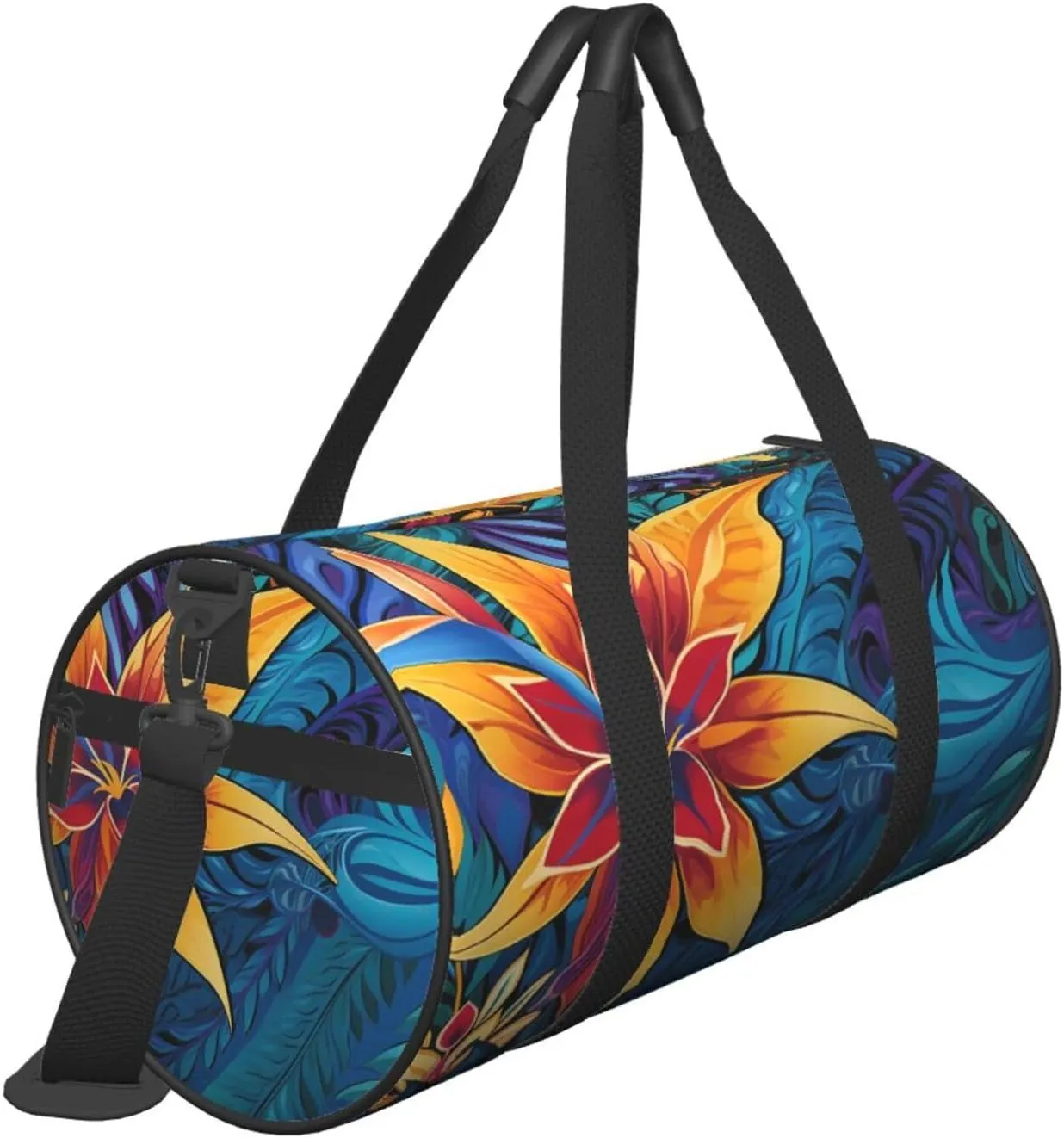 Gym Bags Small Tropical leaves pattern Duffel Bag Overnight Bag with Shoe Compartment Carryon Bag for Men Women