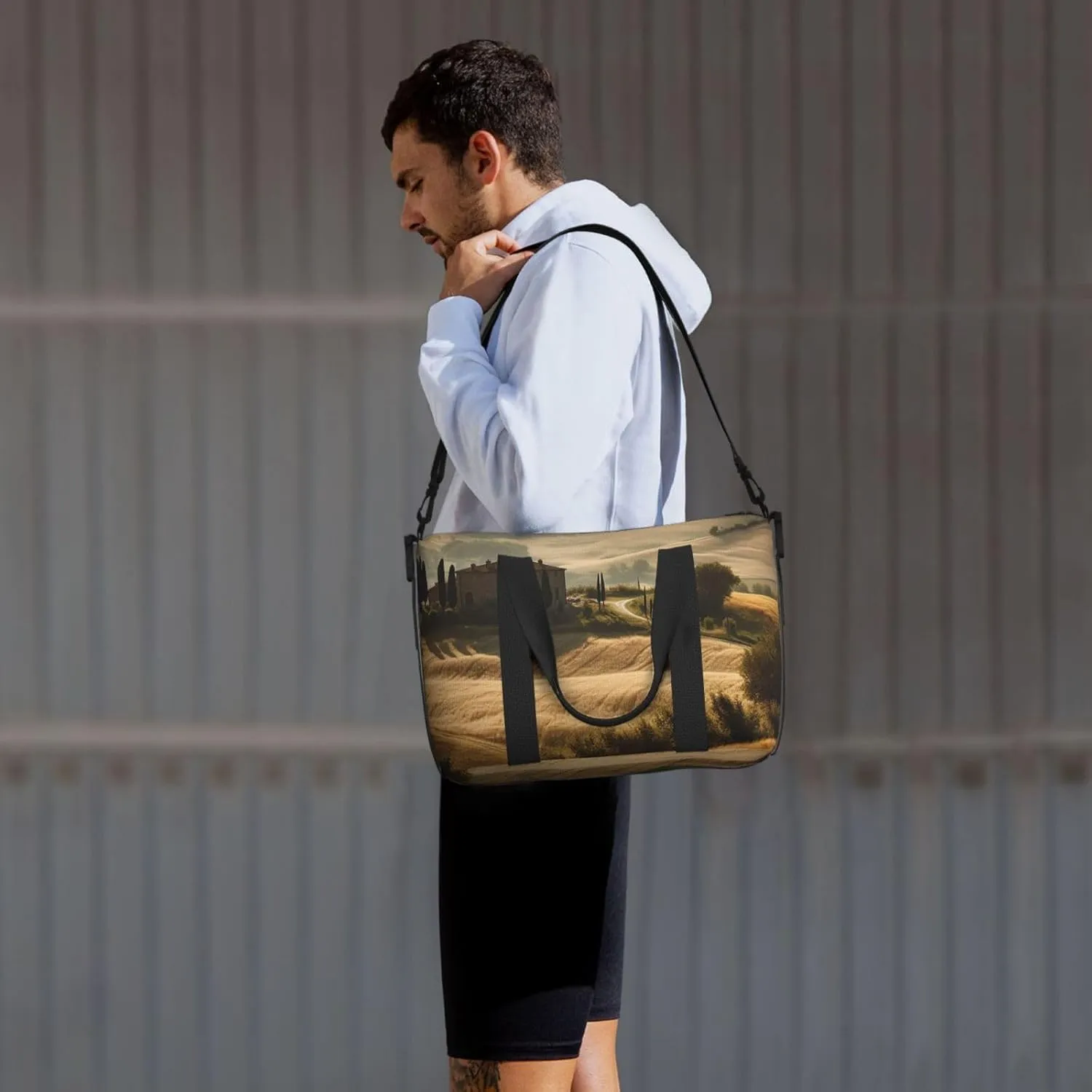 Gym Bags Small Tuscany Landscape Duffel Bag Overnight Bag with Shoe Compartment Carryon Bag for Men Women
