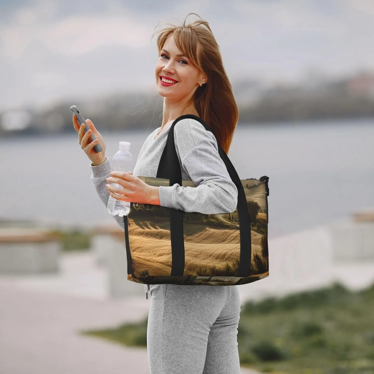 Gym Bags Small Tuscany Landscape Duffel Bag Overnight Bag with Shoe Compartment Carryon Bag for Men Women