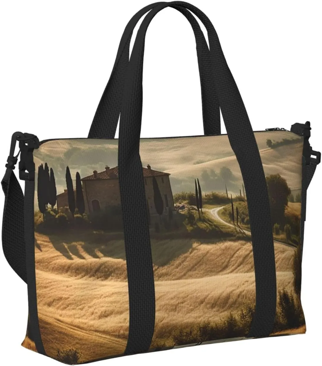 Gym Bags Small Tuscany Landscape Duffel Bag Overnight Bag with Shoe Compartment Carryon Bag for Men Women