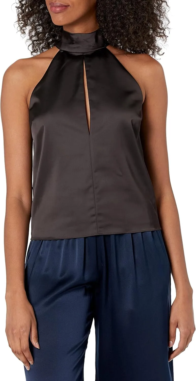 HALSTON Women's Nina Satin Halter Top