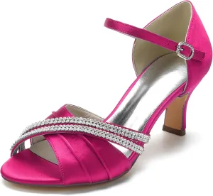 Hanfike Party Sandals for Women Rhinestones Low Heel Wedding Evening Shoes JY107