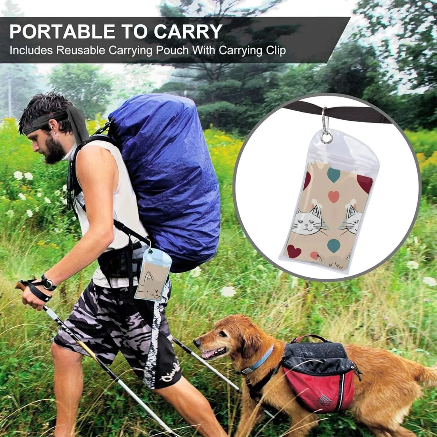 Happy Walking Kitty Premium Compact Microfiber Travel Towel-Featherlight & Quick Dry,Sand-Resistant Beach Towel for Swimming,Camping,Vacation Essentials with Carry Pouch