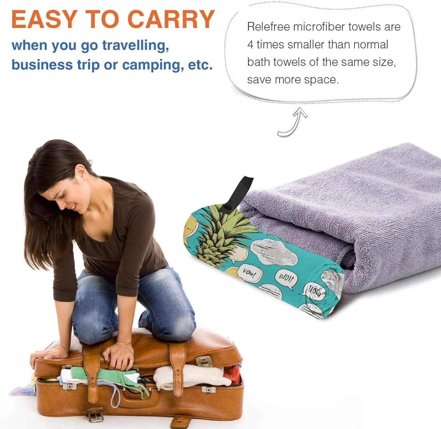 Hawaiian Slogans Premium Compact Microfiber Travel Towel-Featherlight & Quick Dry,Sand-Resistant Beach Towel for Swimming,Camping,Vacation Essentials with Carry Pouch