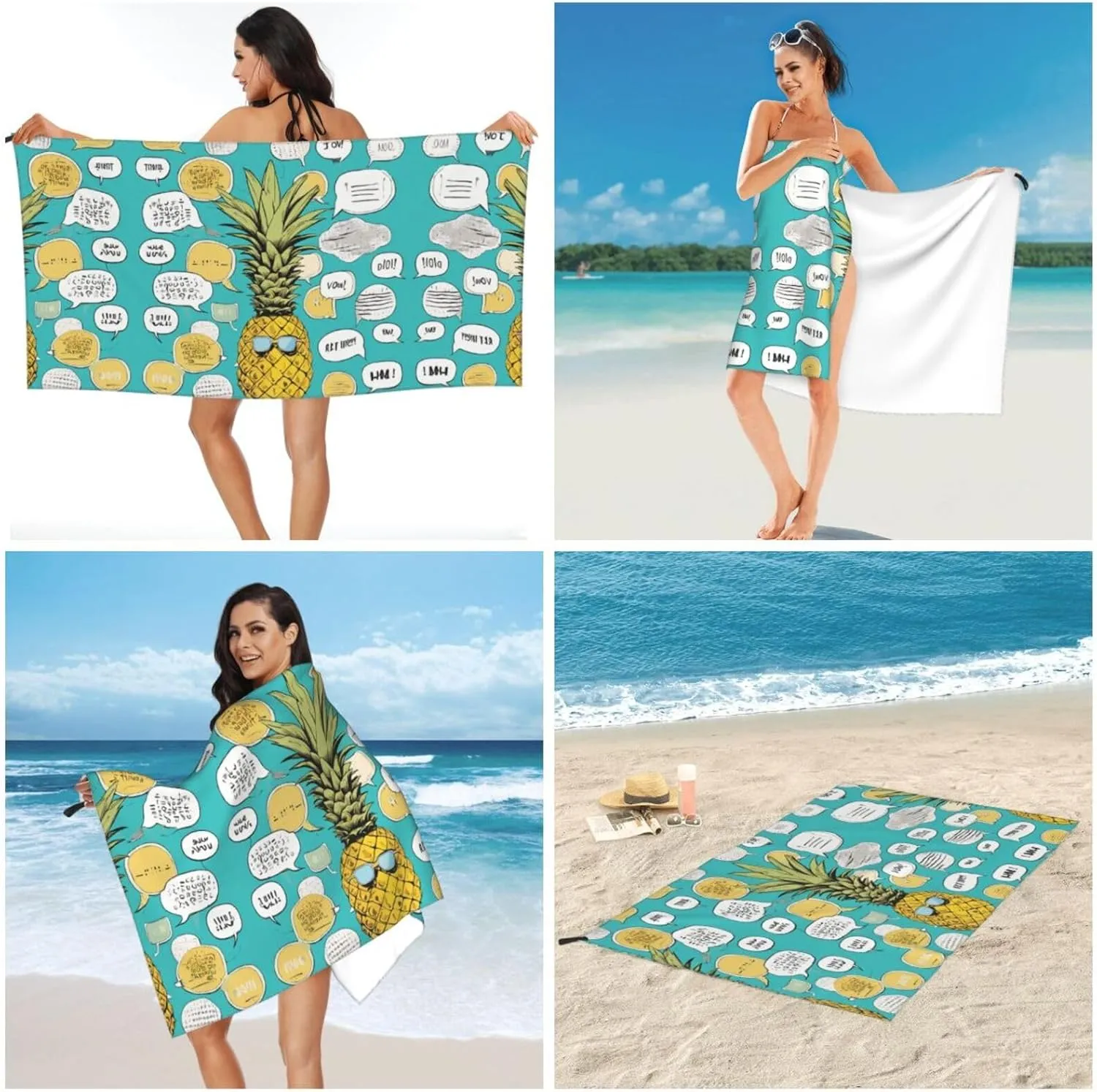 Hawaiian Slogans Premium Compact Microfiber Travel Towel-Featherlight & Quick Dry,Sand-Resistant Beach Towel for Swimming,Camping,Vacation Essentials with Carry Pouch