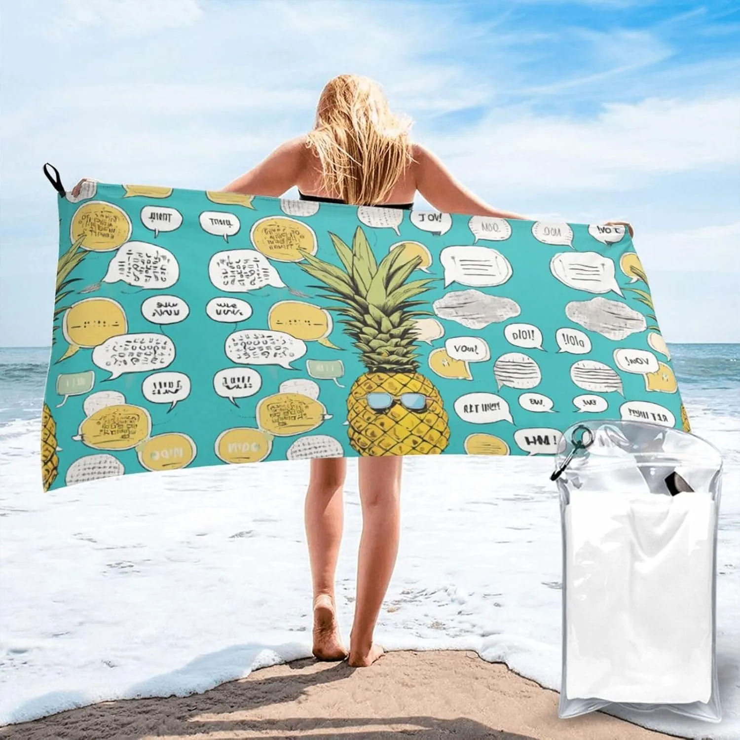Hawaiian Slogans Premium Compact Microfiber Travel Towel-Featherlight & Quick Dry,Sand-Resistant Beach Towel for Swimming,Camping,Vacation Essentials with Carry Pouch