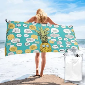 Hawaiian Slogans Premium Compact Microfiber Travel Towel-Featherlight & Quick Dry,Sand-Resistant Beach Towel for Swimming,Camping,Vacation Essentials with Carry Pouch