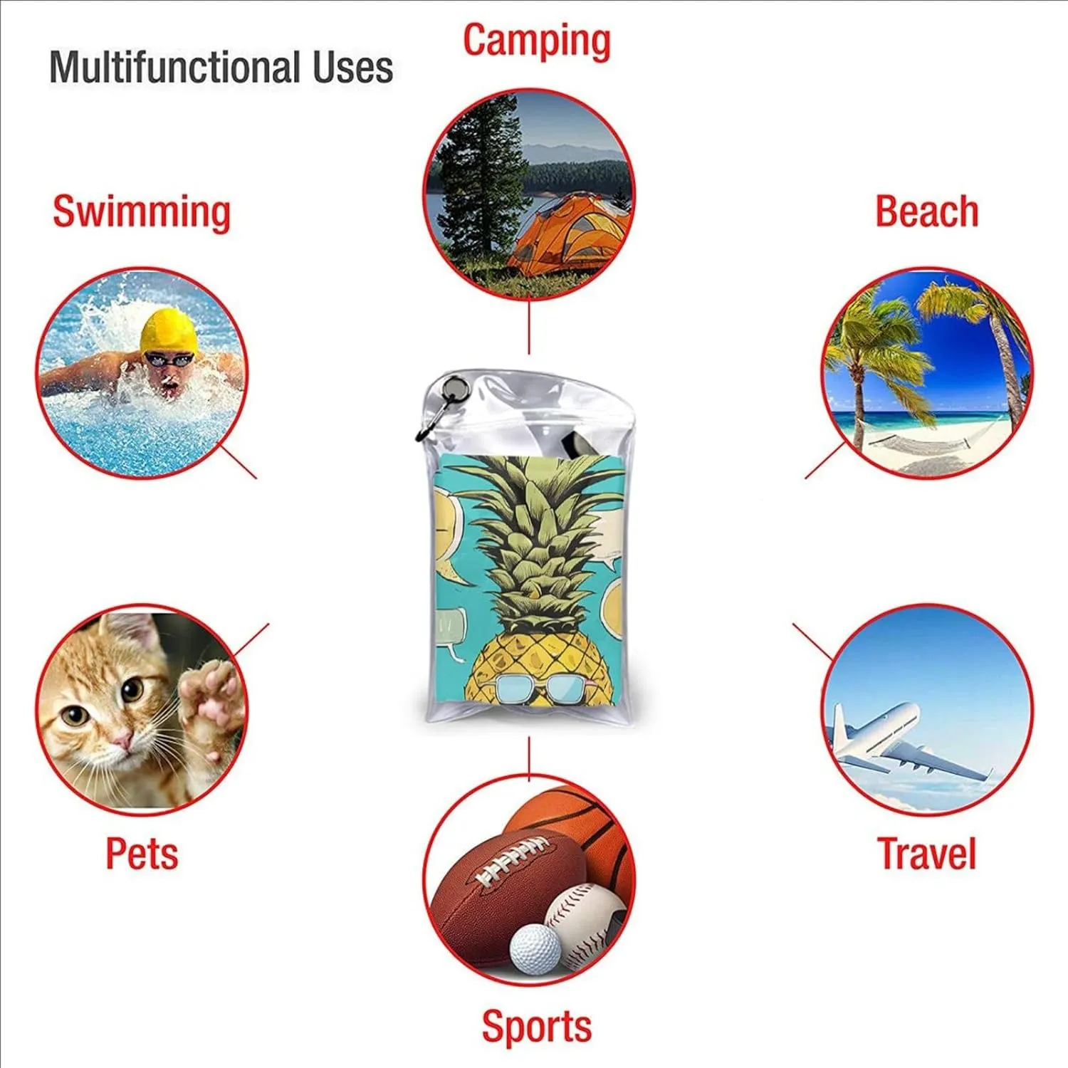Hawaiian Slogans Premium Compact Microfiber Travel Towel-Featherlight & Quick Dry,Sand-Resistant Beach Towel for Swimming,Camping,Vacation Essentials with Carry Pouch