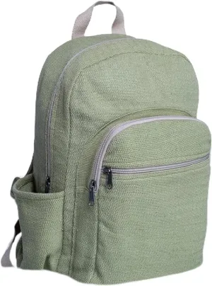 Hemp Backpack Lightweighted 100% Natural Hemp Cotton Fabric Casual Daypack Multipurpose Handmade Bag For Travel, Hiking, Yoga, Picnic(Light Green)