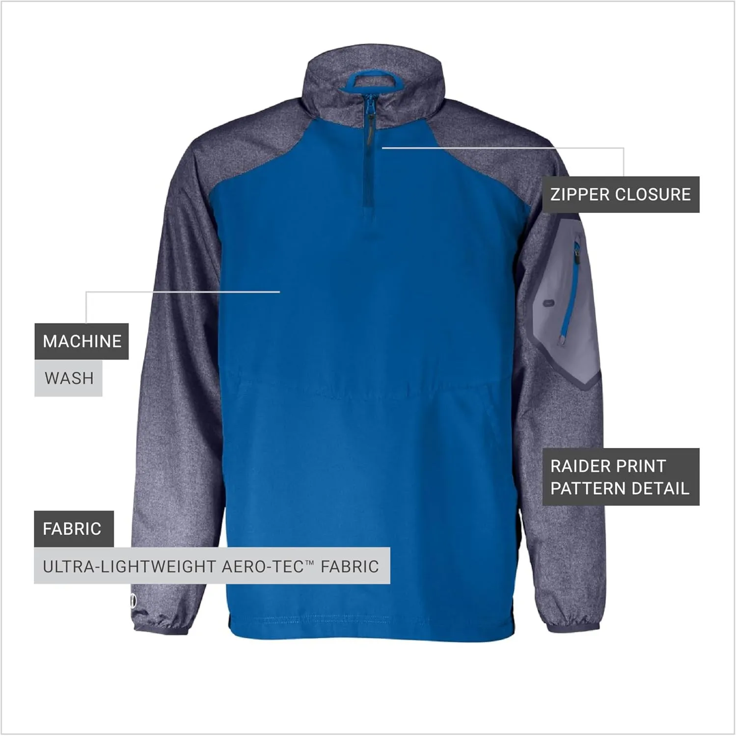 Holloway Raider Pullover Cage Jacket - Weather-Resistant, Ultra-Light, Quarter Zip, Sleeve Pocket - For Outdoors & Travel