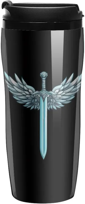 Holy Sword Design Coffee Mug with Lid Portable Tumbler Water Bottle for Travel Business 350ml