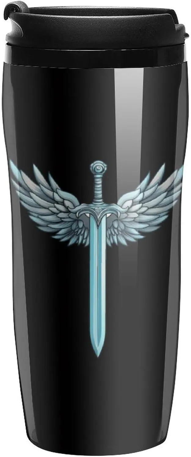 Holy Sword Design Coffee Mug with Lid Portable Tumbler Water Bottle for Travel Business 350ml