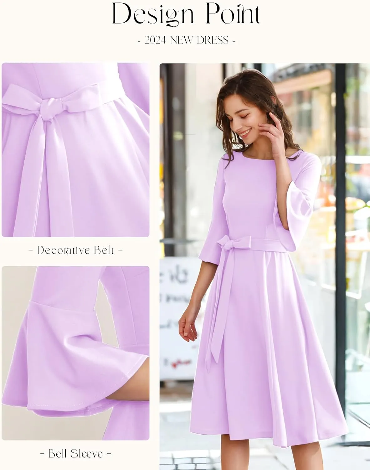HomRain Women's Church Dresses for 2025 Wedding Guest Cocktail Tea Party Bell Sleeve Vintage Evening Graduation Dress