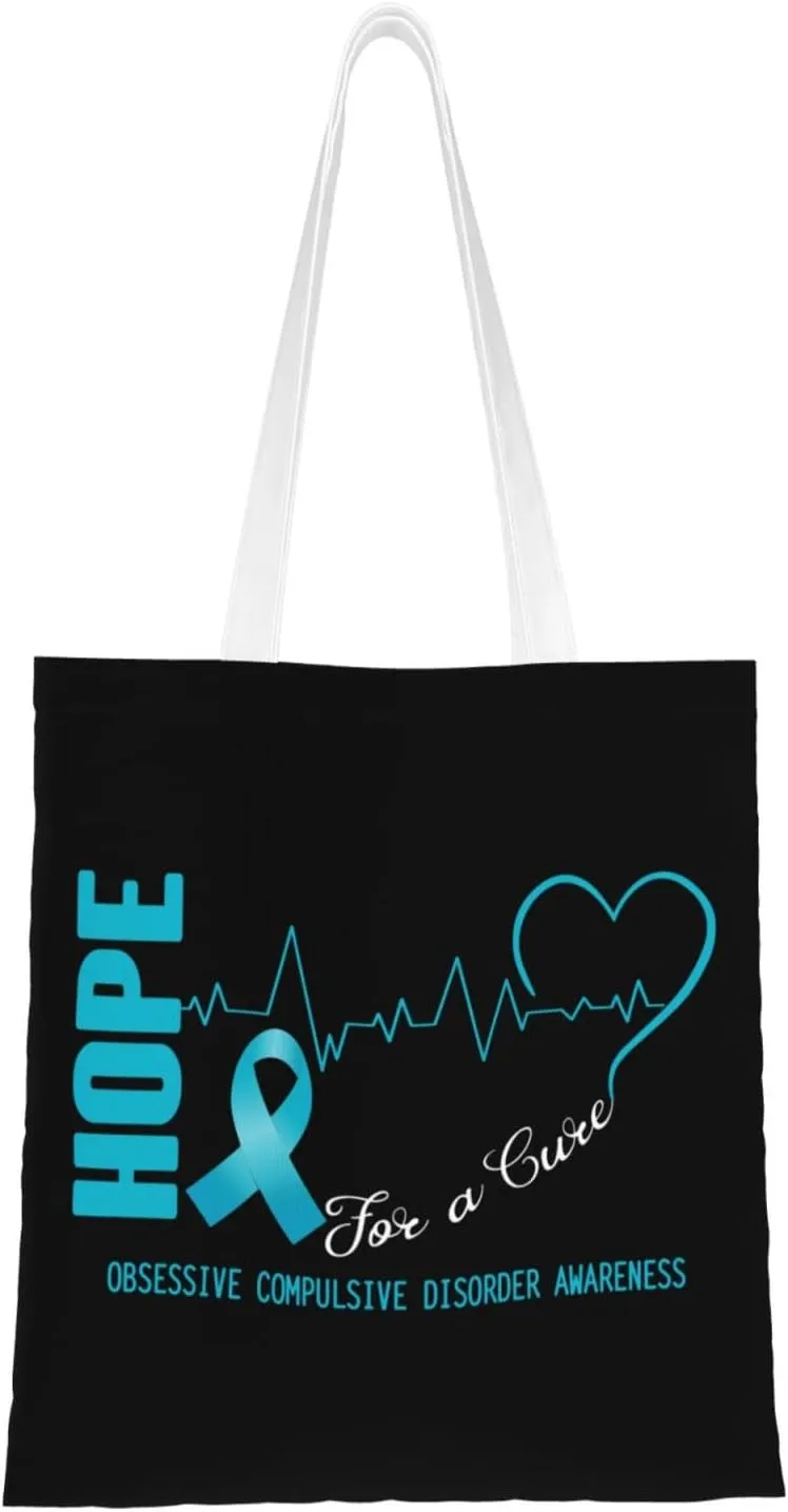 Hope For A Cure Obsessive Compulsive Disorder Tote Bag for Women Canvas Tote Bags Reusable Shopping Bags Use For Shopping The Tote Bag,Grocery Bags,DIY Gift Bags