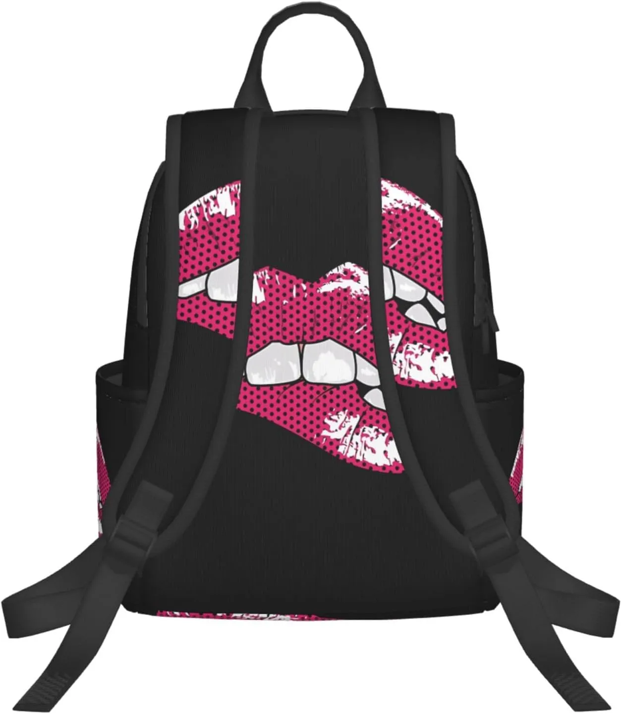 Hot Biting Pink Lips Casual Backpacks Large Capacity Laptop Backpack Sports Rucksack Travel Daypack Adjustable Shoulder Strap Work Bag for Outdoor Camping