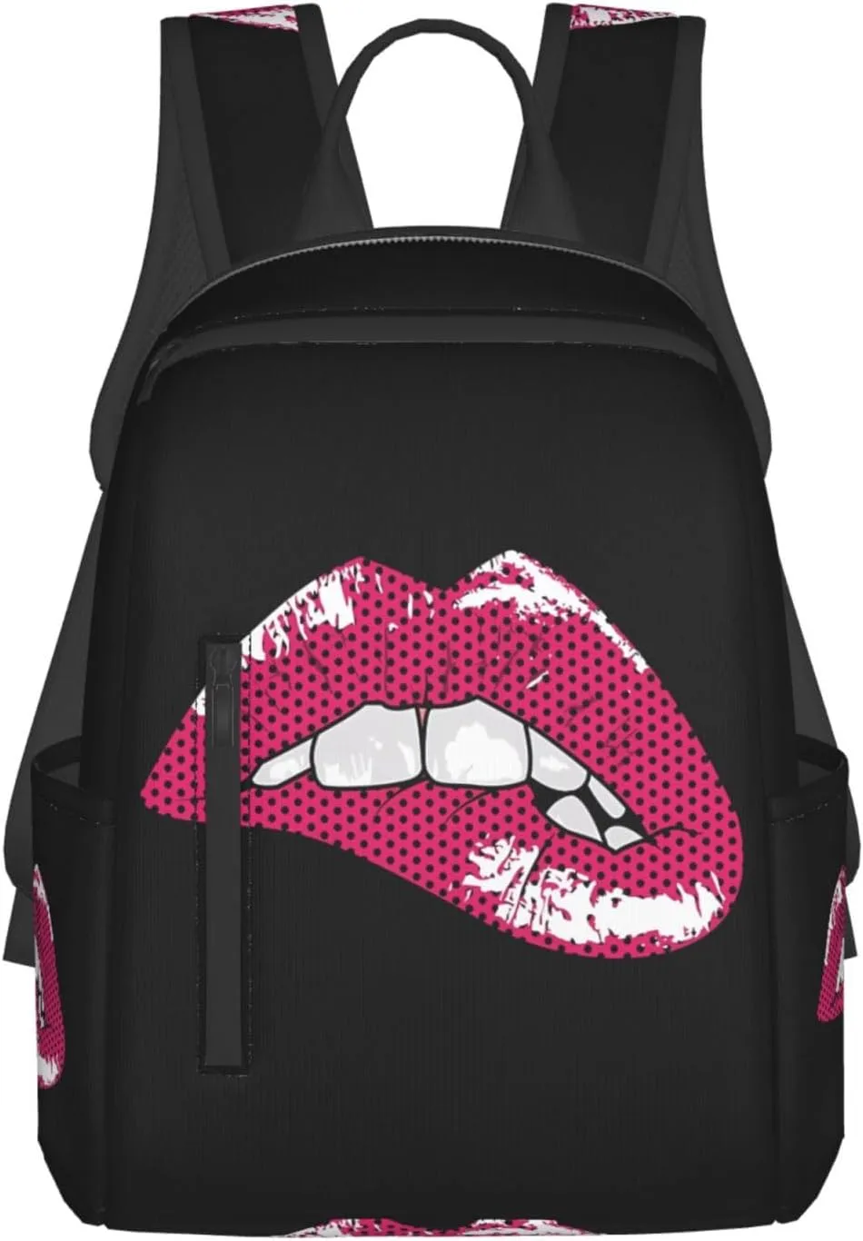 Hot Biting Pink Lips Casual Backpacks Large Capacity Laptop Backpack Sports Rucksack Travel Daypack Adjustable Shoulder Strap Work Bag for Outdoor Camping