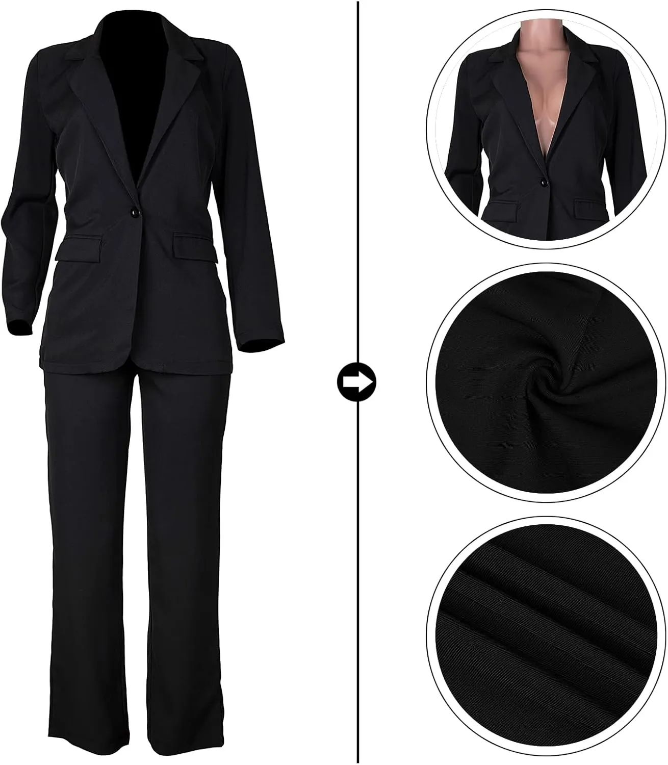 HuiSiFang Womens Fall Fashion 2 Piece Blazer Sets Open Front Blazers and Slim Fit Pants Suits Set