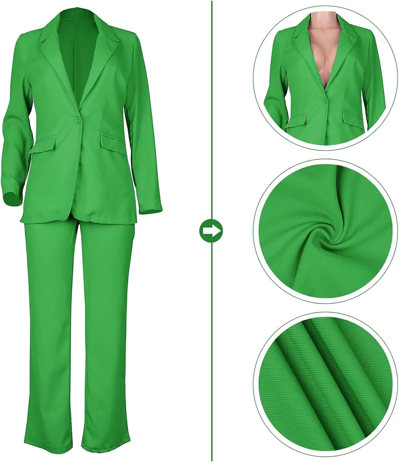 HuiSiFang Womens Fall Fashion 2 Piece Blazer Sets Open Front Blazers and Slim Fit Pants Suits Set