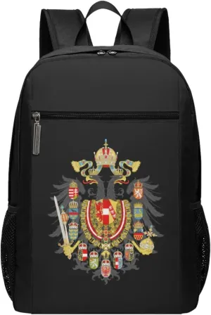 Hungary Coat of Arms Austria Travel Laptop Backpack, Business Anti Theft Slim Sturdy Laptops Backpacks, College Computer Bag Gift for Men & Women Fits 17 Inch Notebook,Black