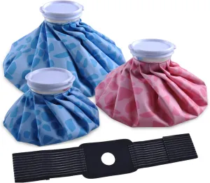 Ice Pack for Injuries Reusable, Ice Bag for Injuries Hot Water Bag for Hot & Cold Therapy, No-Leak Elastic Ice Bag with Elastic Breathable Support Wrap, 3 Sizes 6/9/11"