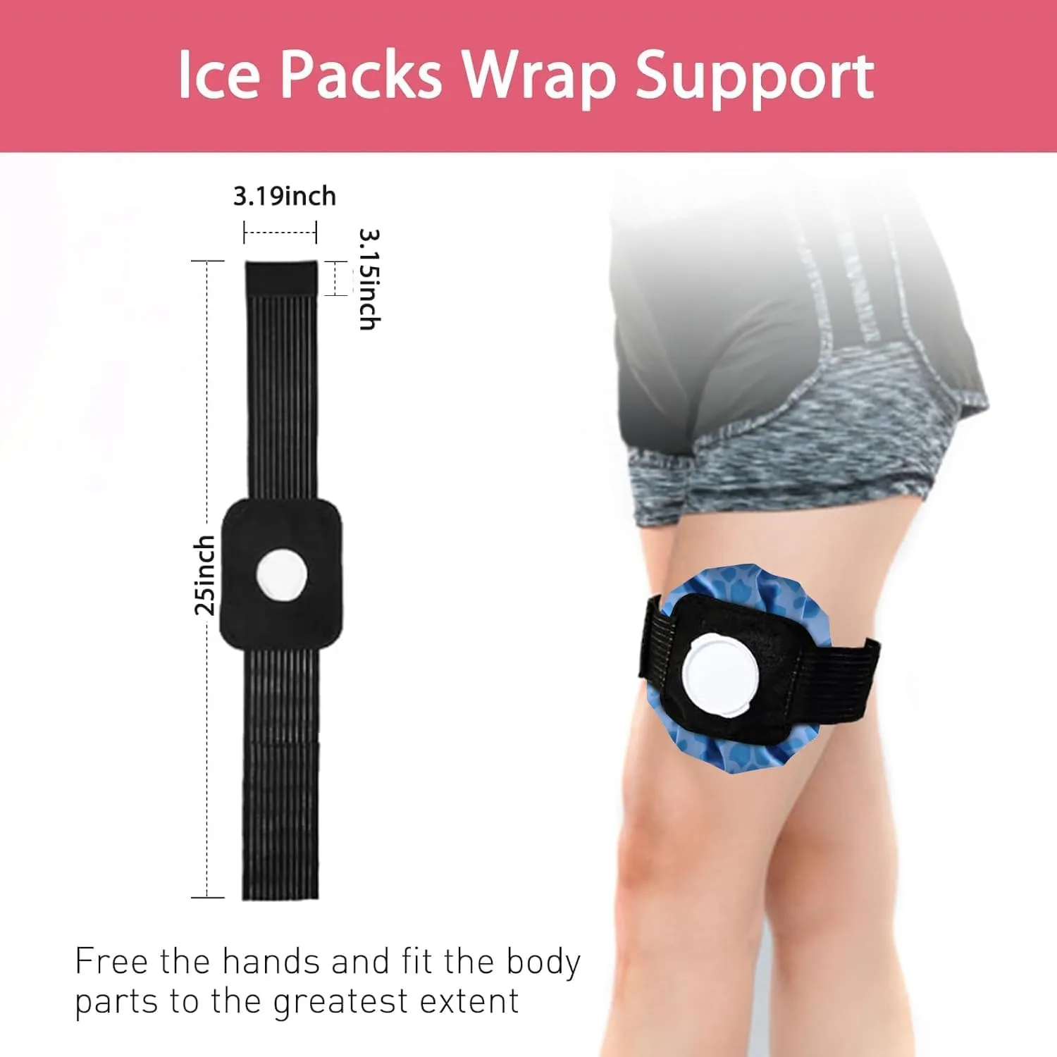 Ice Pack for Injuries Reusable, Ice Bag for Injuries Hot Water Bag for Hot & Cold Therapy, No-Leak Elastic Ice Bag with Elastic Breathable Support Wrap, 3 Sizes 6/9/11"