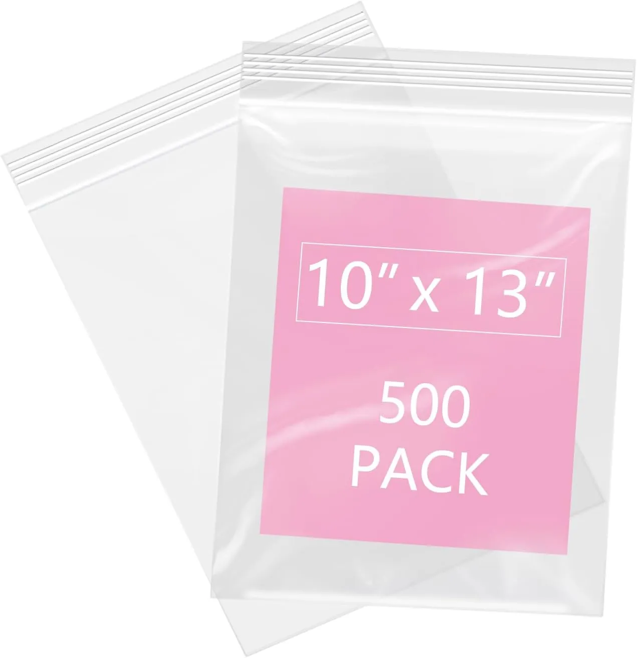 iMailer - 500 Pcs- 10" x 13" Clear Zip Bags - Reclosable Plastic Zip Poly Bags 2 Mil for Prints, Photos, Documents, Clothing, T-Shirt