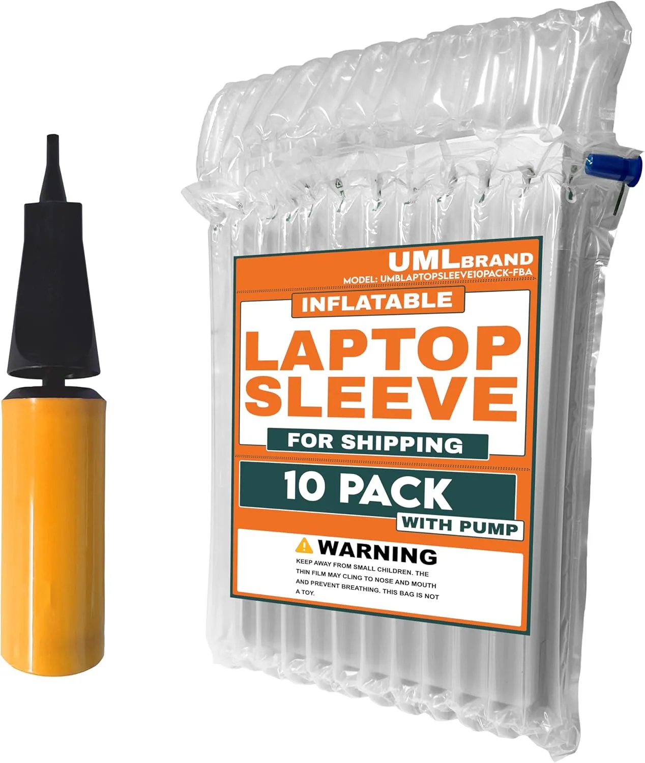 Inflatable Laptop Protective Bags with Hand Pump - Fits 14-16 Inch Notebooks - Lightweight Alternative to Heavy Laptop Shipping Box - Ideal for Shipping - 10 Pack