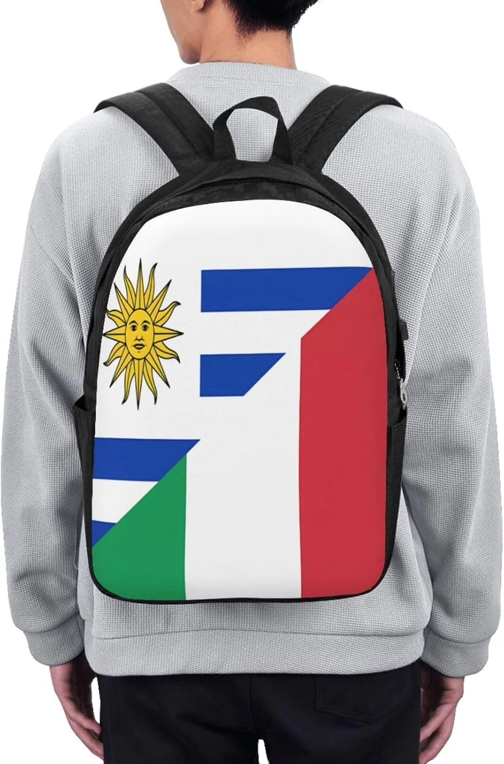 Italian Uruguayan Flag Laptop Backpacks Travel Backpack Casual Business Daypack Sport Rucksack Computer Bag Fits up to 17 Inch Notebook with USB Port