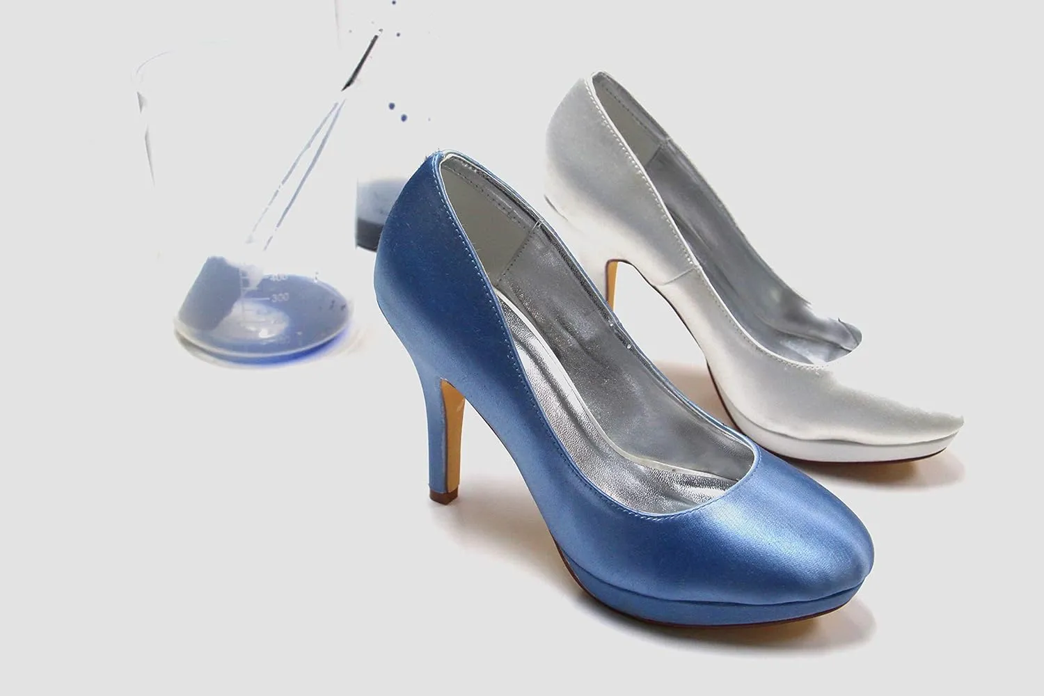 JIAJIA K20128A Women's Bridal Shoes Peep Toe Stiletto High Heel T-bar Dyeable Lace Satin Pumps Wedding Shoes