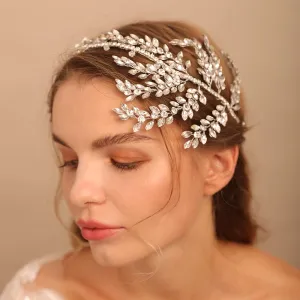 Jumwrit Rhinestone Wedding Headband Handmade Crystal Headband Bridal Headpiece Party Hair Accessories for Wedding Bride Bridesmaid（Silver）