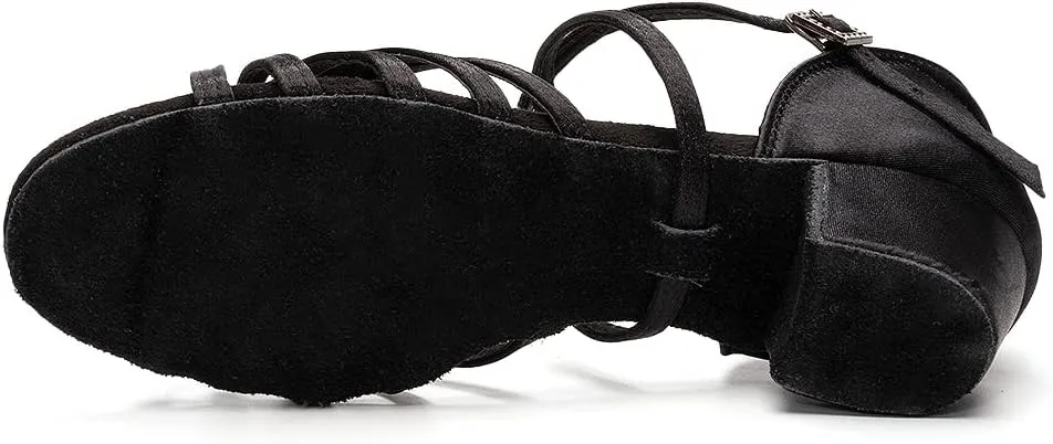 JUODVMP Girls Latin Dance Shoes Satin Ballroom Tango Salsa Practice Party Ballroom Dance Shoes