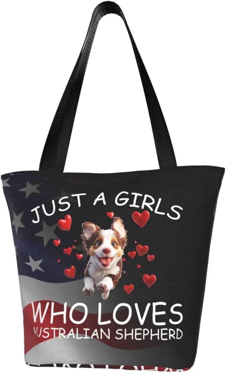 Just A Girls Who Loves Australian Shepherd Fashion Shoulder Bag Large Capacity For Man Or Woman