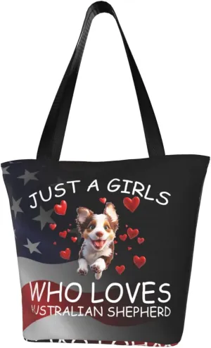 Just A Girls Who Loves Australian Shepherd Fashion Shoulder Bag Large Capacity For Man Or Woman