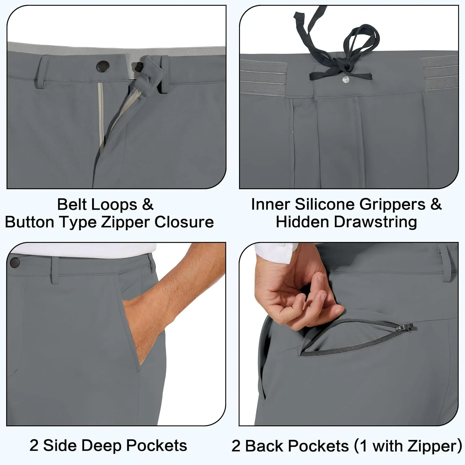 JWM Men's Stretch Golf Joggers Pants with Belt Loops - 29" 34" Slim Fit Tapered Casual Business Travel Dress Work Sweatpants