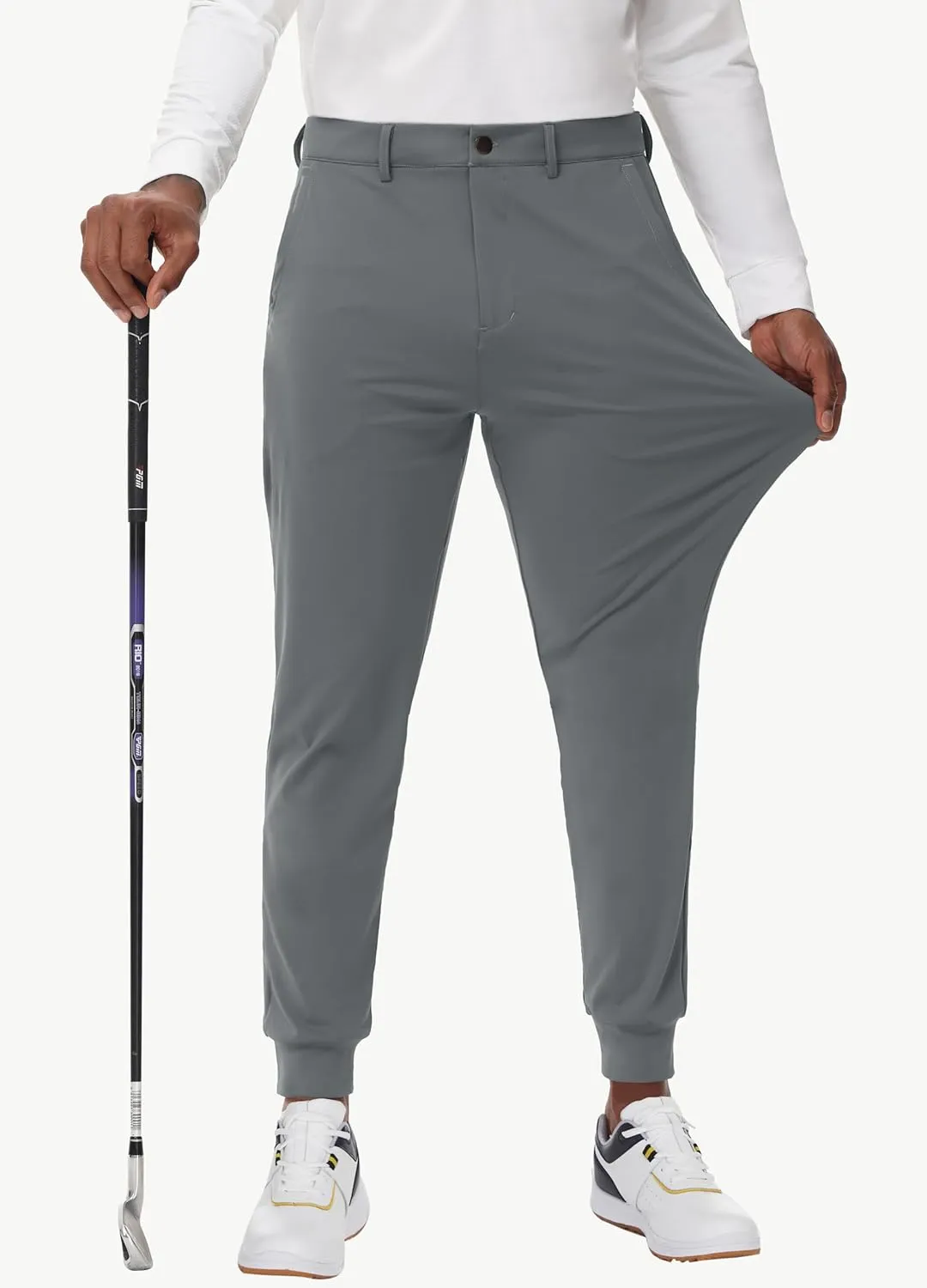 JWM Men's Stretch Golf Joggers Pants with Belt Loops - 29" 34" Slim Fit Tapered Casual Business Travel Dress Work Sweatpants