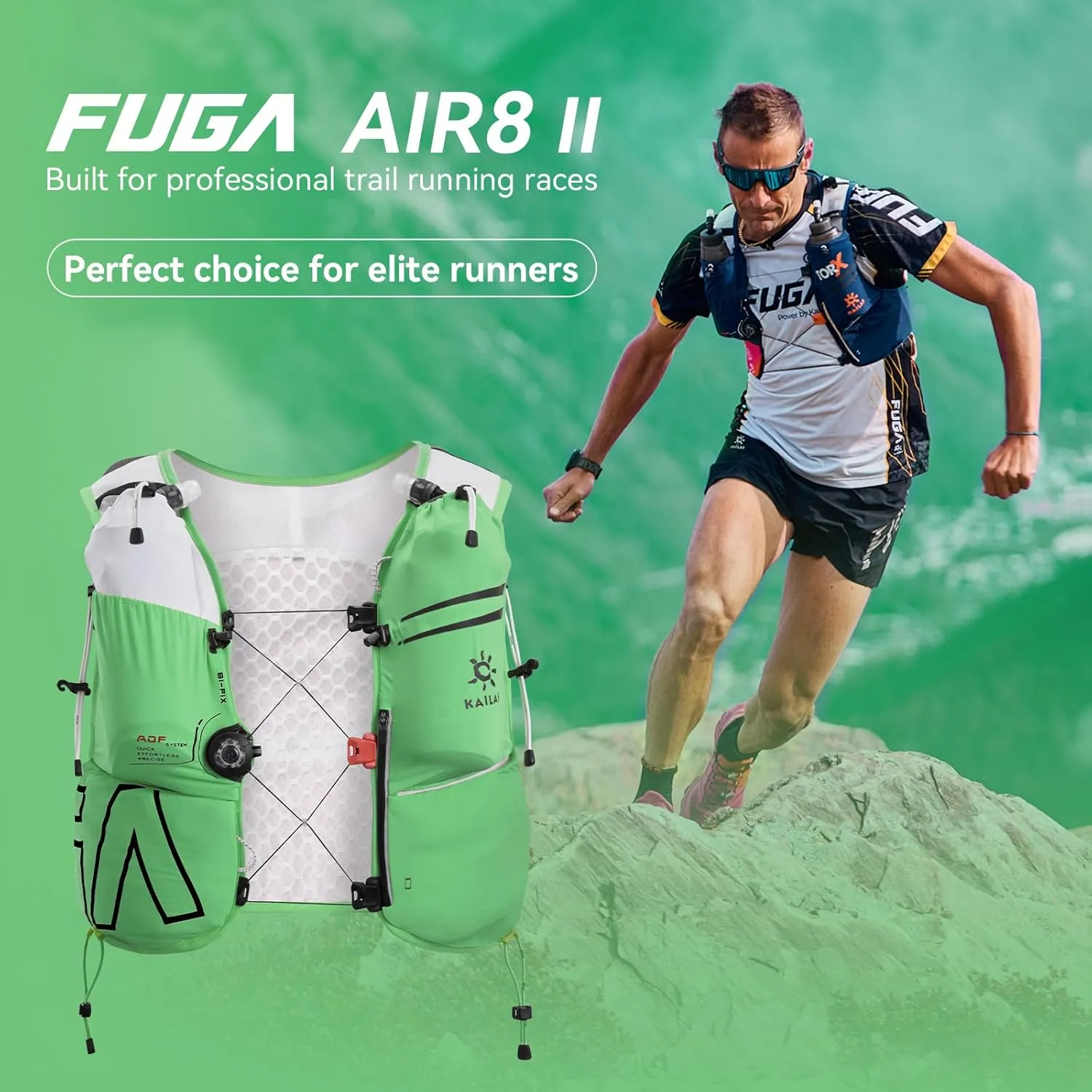 KAILAS AIR 5/8/11/13L Running Vest Hydration Backpack Hydration Vest Water Backpack Lightweight with Two TPU Water Bladders
