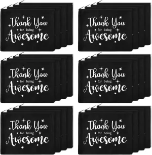Kajaia 24 Pieces Inspirational Canvas Cosmetic Bags Makeup Bags with Zippers Appreciation Motivational Toiletry Purse Pouches Positive Travel Makeup Pouches for Girl Women Friends, 8 Designs (Simple)
