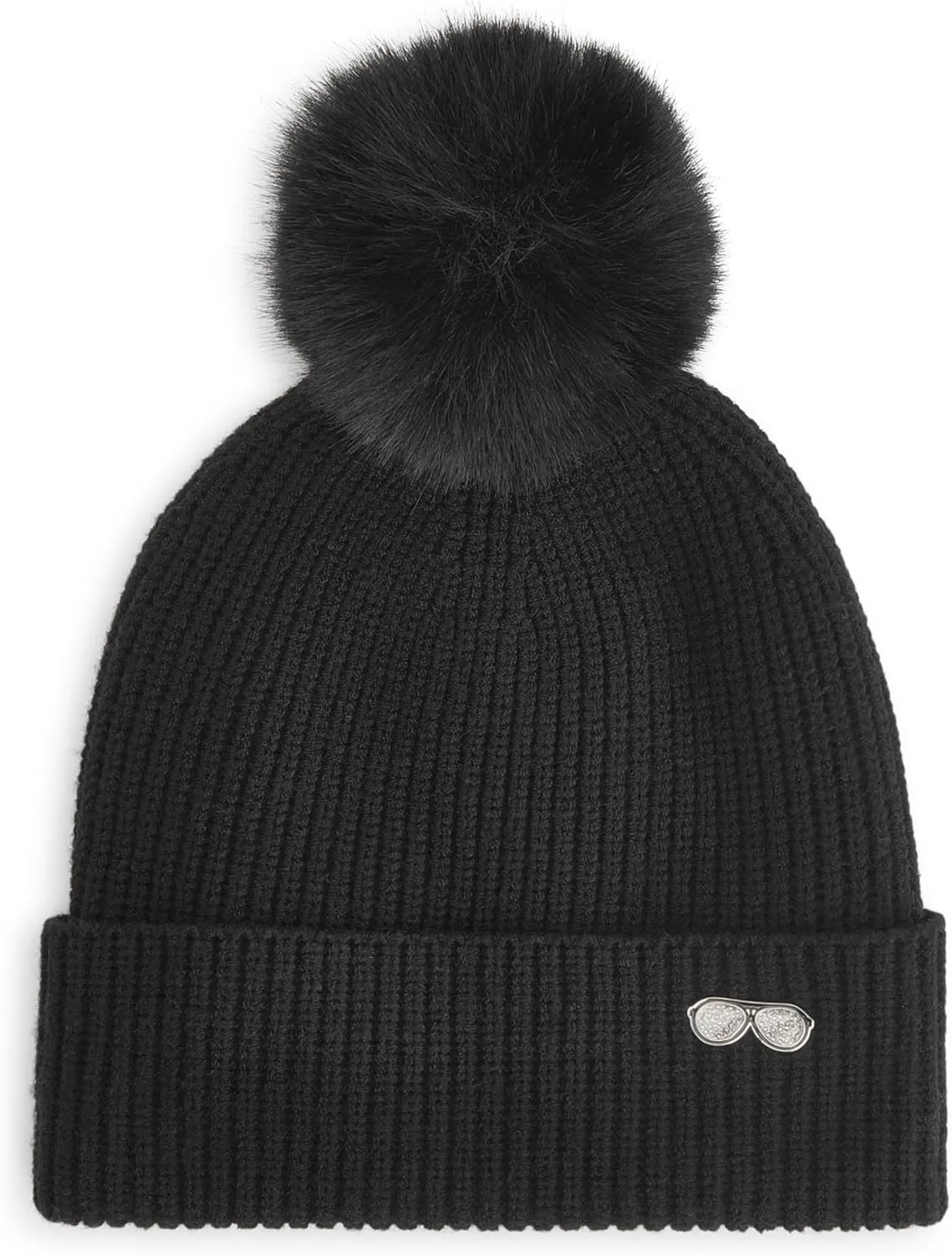 Karl Lagerfeld Paris Women's Beanie Ribbed Sunglasses Pin Hat