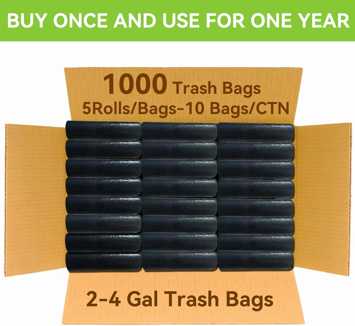 KAYLOWE Small Trash Bag Wholesale 4 Gallon Bathroom Trash Can Liners 1000 Count Mini Plastic Garbage Bags for Bathroom, Bedroom, Office, Kitchen,Black