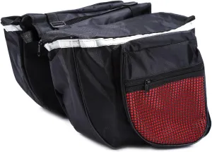 Keenso Double Rear Bag Large Capacity Side Rear Bags for Outdoor Riding, Camping, 25L, Black and Red