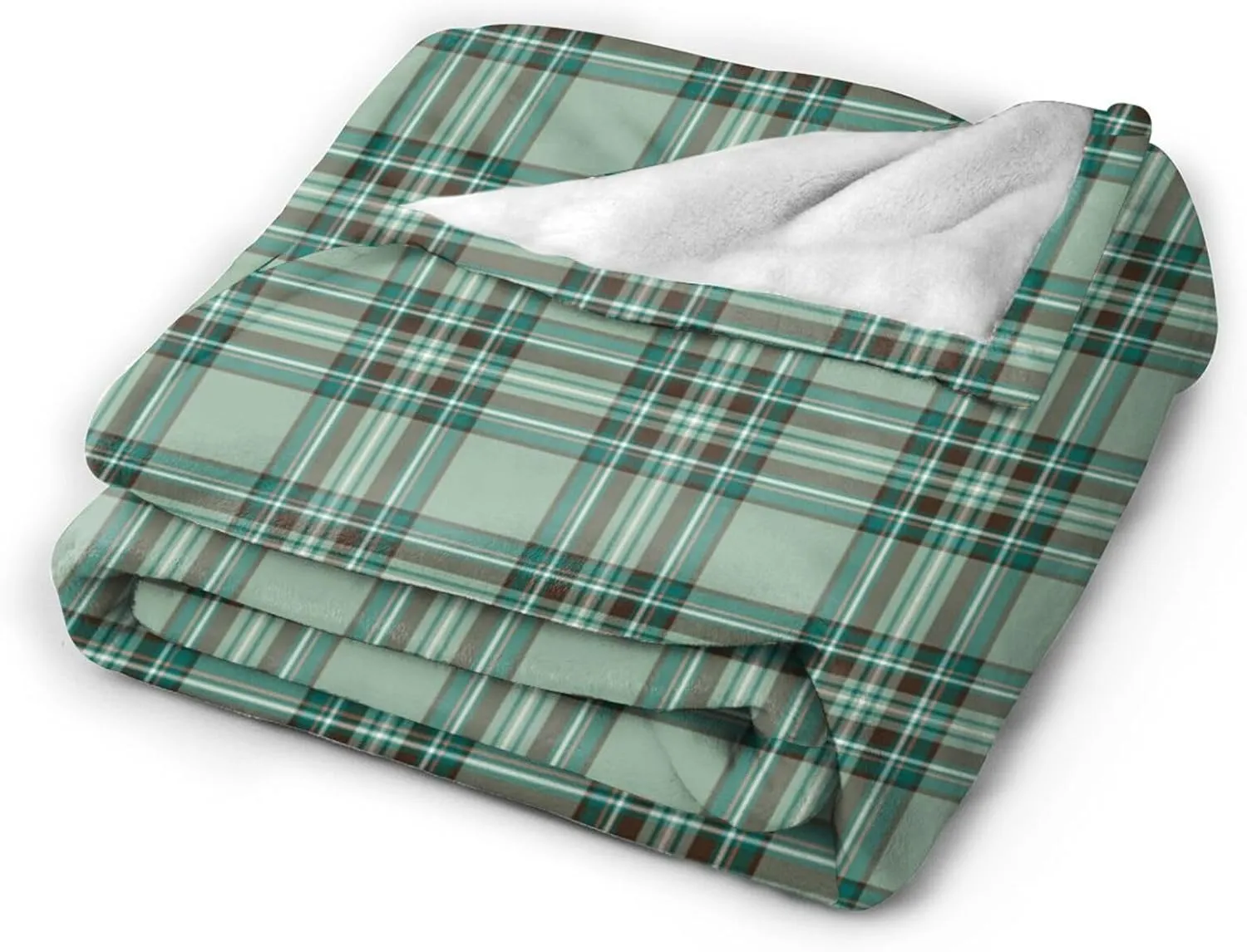 Kelly Tartan Pattern Mint Green Irish Plaid Ultra Soft Warm Luxury Wool Blanket 3D Fashion Print All Season Sofa Sofa Warm Bed Throw Blanket. 80"X60"