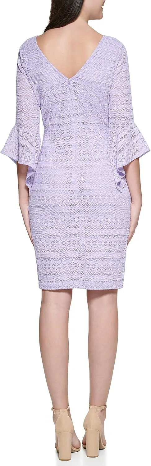 kensie Women's Hanky Sleeve Lace Mini Shift Dress