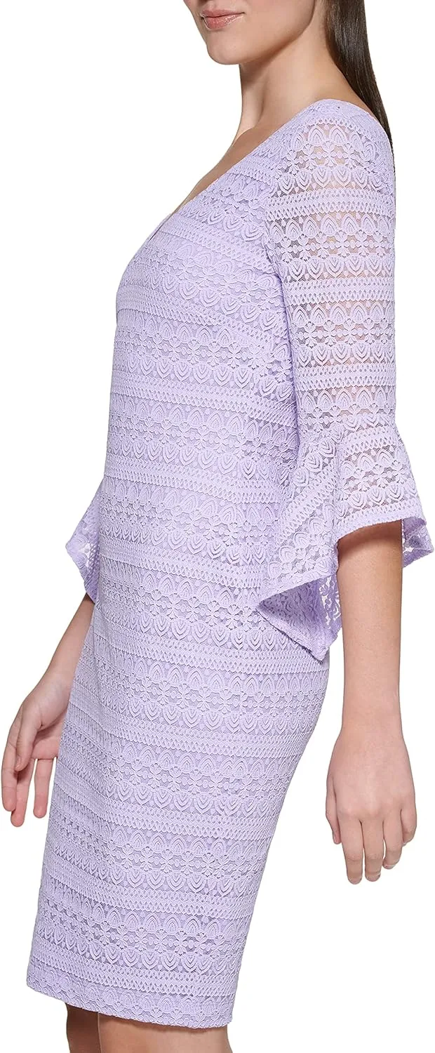 kensie Women's Hanky Sleeve Lace Mini Shift Dress